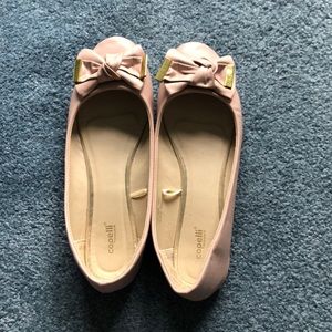 Blush pink bow shoes